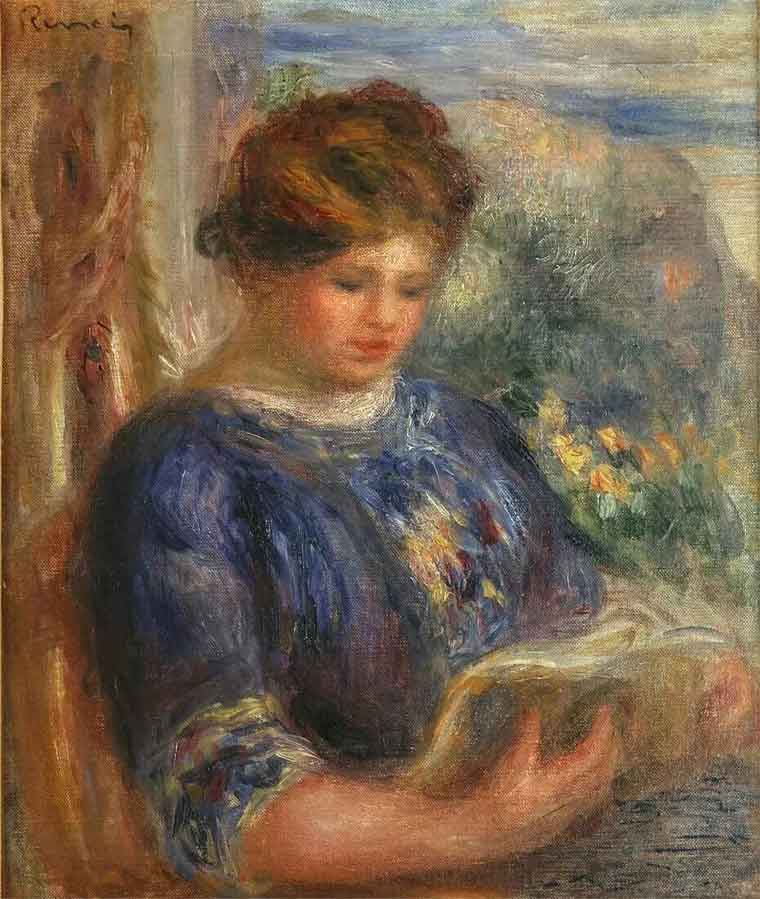 Pierre Aguste Renoir meisje dat een boek leest